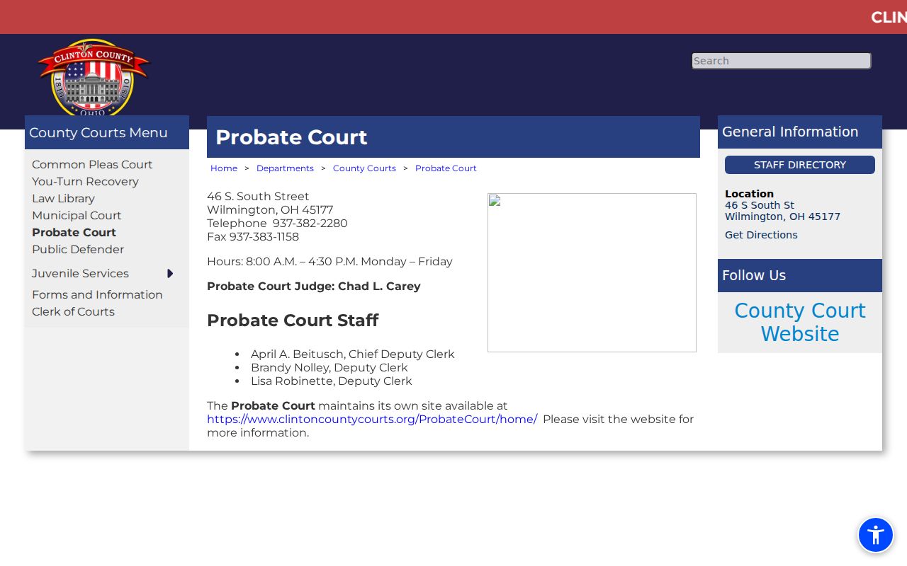 Clinton County case lookup Probate Court contact information