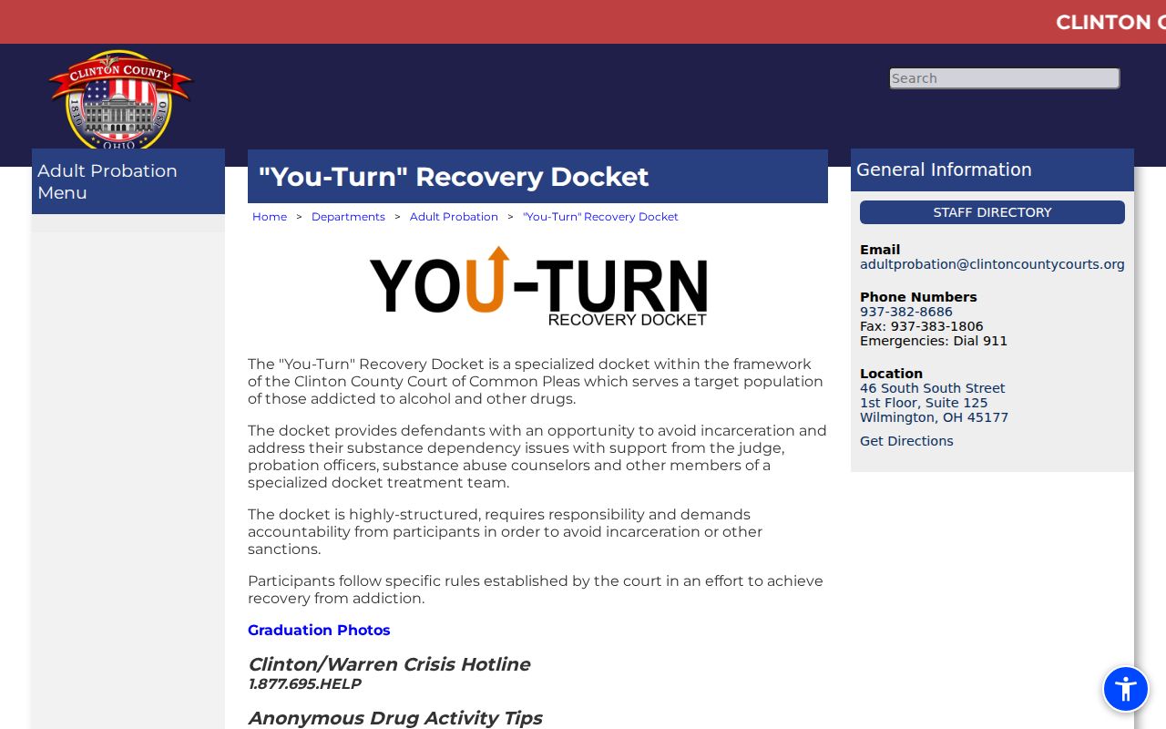 Clinton County court dates recovery docket information
