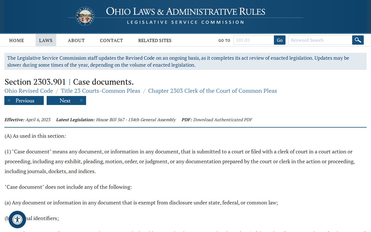 Clinton County criminal docket Ohio court-record document access rule