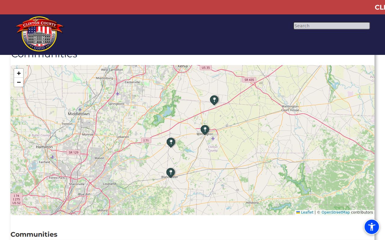 Clinton County Sabina court docket county community map