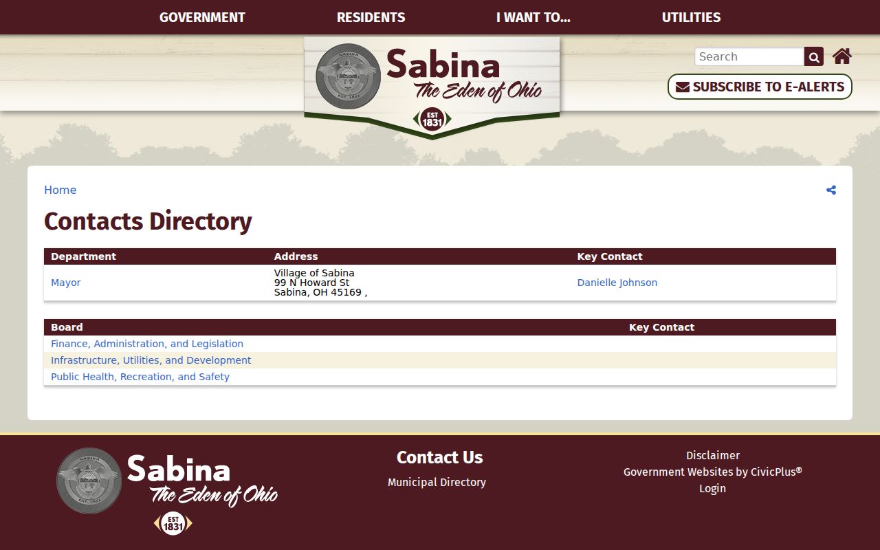 Clinton County Sabina court docket municipal office contact page